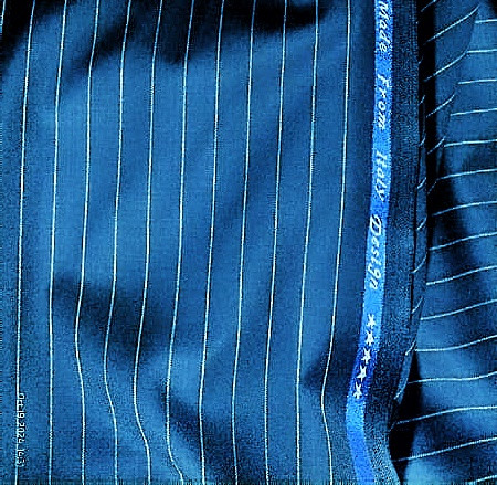 Dark Blue Striped Extrafine Italian Wool Cashmere Super 180S